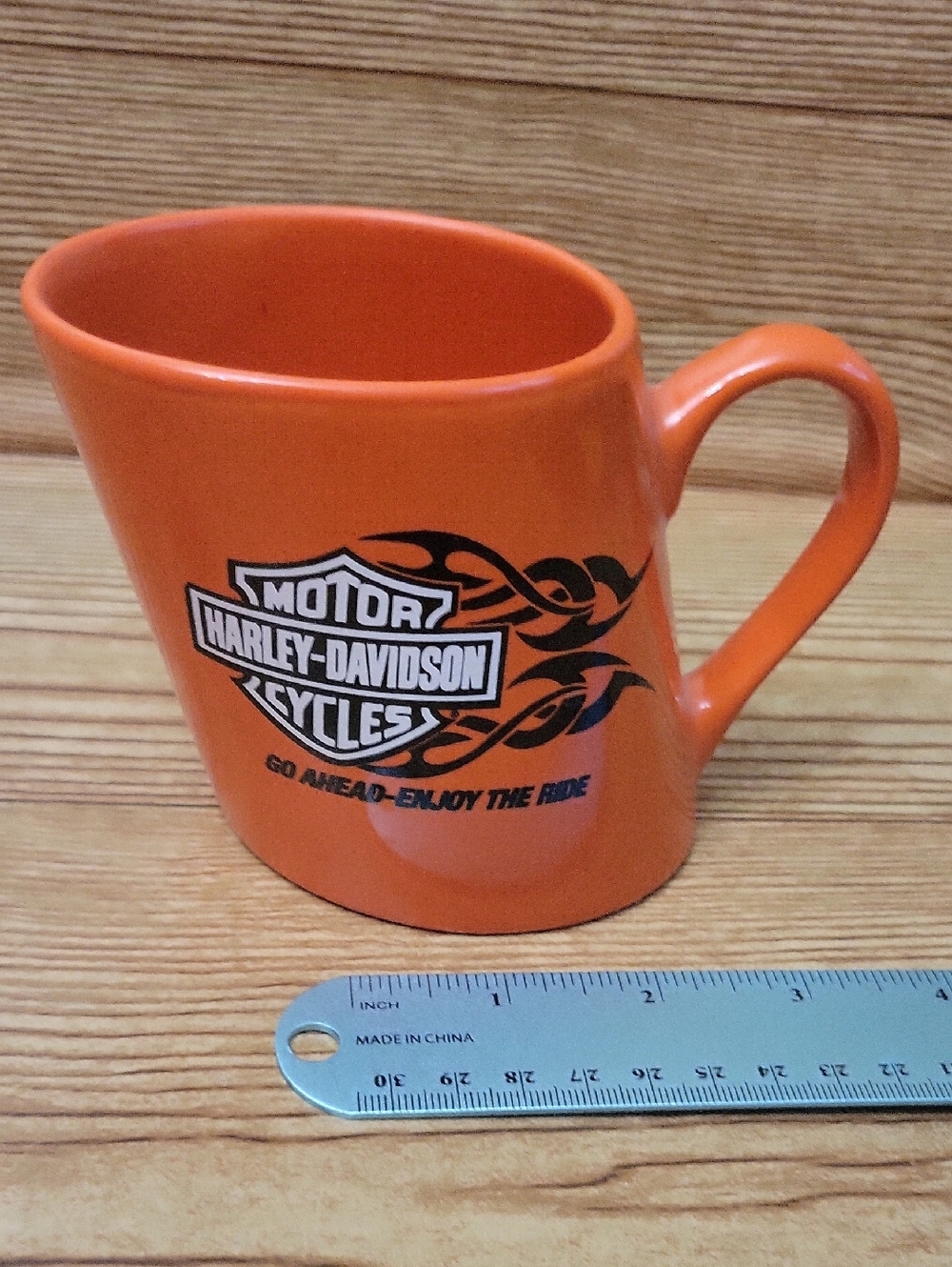 Harley-Davidson Orange Ceramic Mug - Go Ahead Enjoy the Ride
